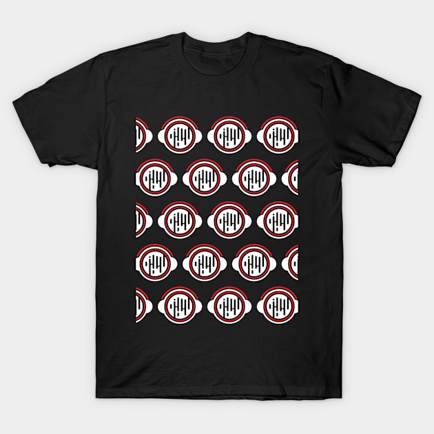 The equalizer in a headphones circle pattern on black T-Shirt by Muse